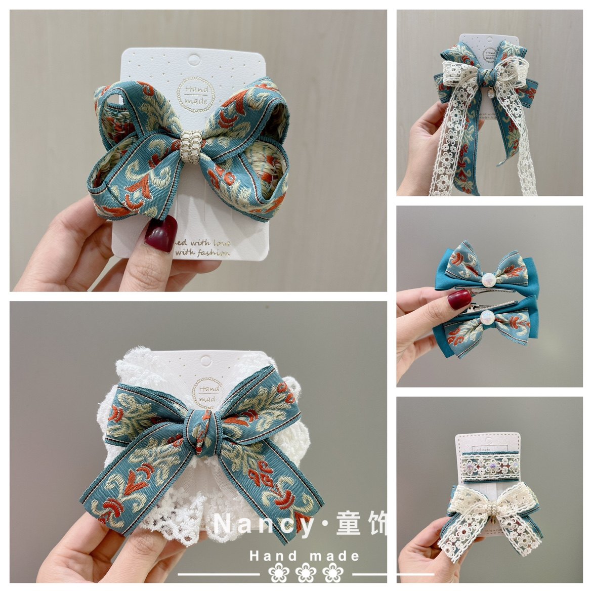 古风清新刺绣带孔绿色蕾丝蝴蝶结发饰女童儿童头饰边夹扭扭夹配饰,饰品/流行首饰/时尚饰品新,发饰,淘宝优惠券,粉丝福利购,淘宝优惠卷