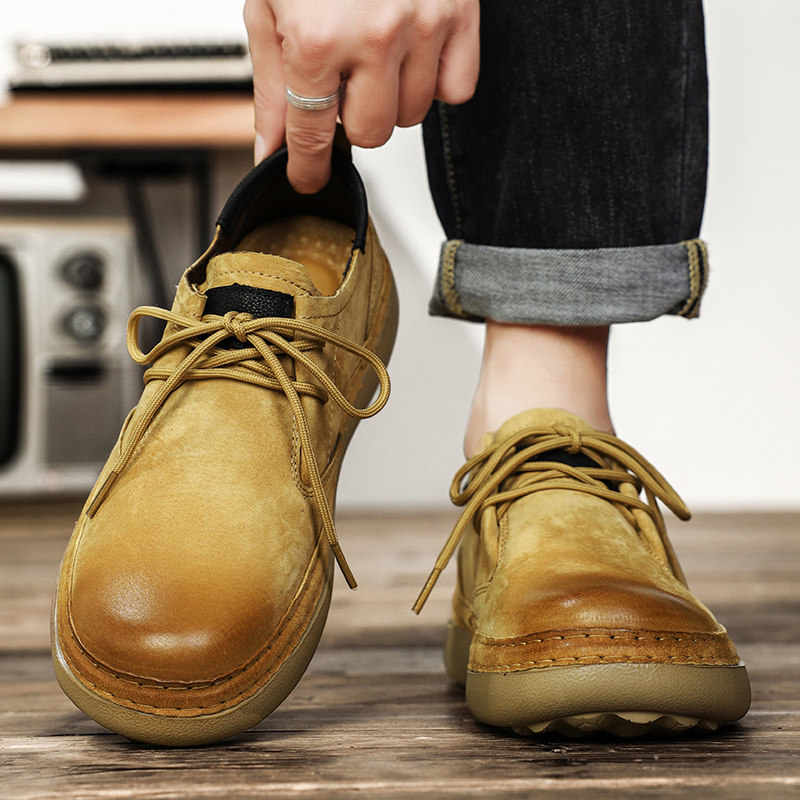 工装男鞋春秋冬英伦商务休闲复古皮鞋真皮大码45软底公务通勤单鞋,流行男鞋,正装皮鞋,淘宝优惠券,粉丝福利购,淘宝优惠卷