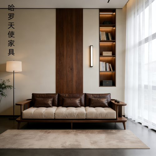 黑胡桃木新中式实木沙发