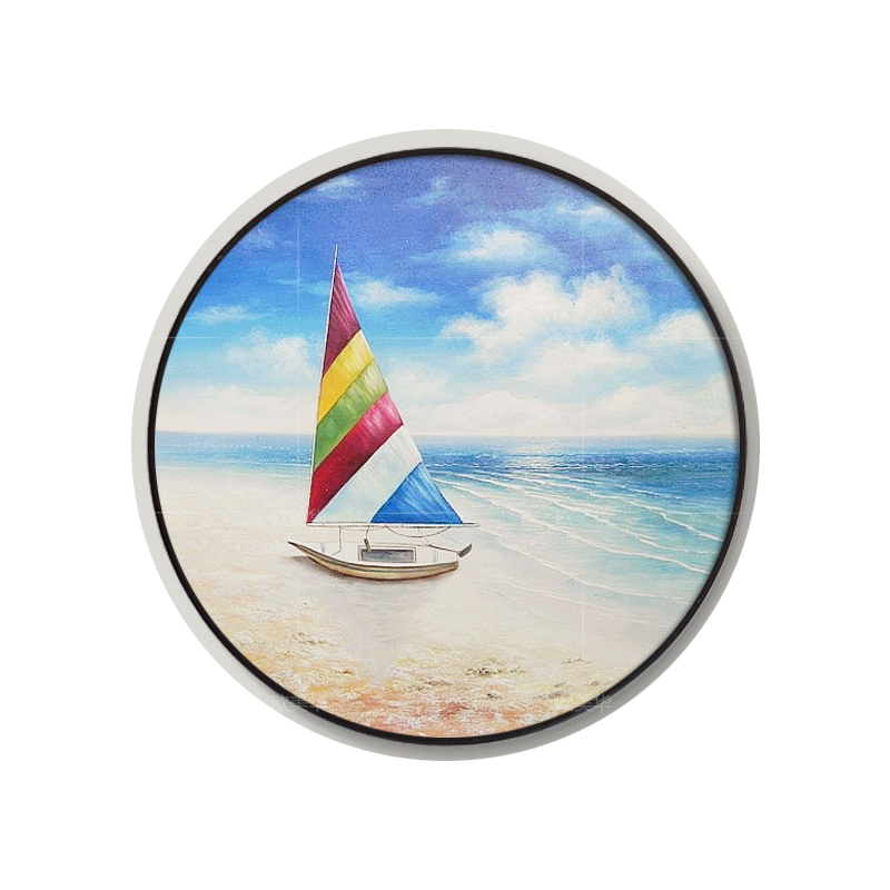 欧式风圆形过道楼梯口帆船装饰画