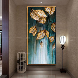 手绘风景油画发财树《金叶子》装饰画立体东南亚风格客厅玄关挂画