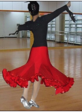 国标舞蹈裙拉丁舞裙裙摩登舞套装含华尔兹摩登裙舞服摩登演出舞