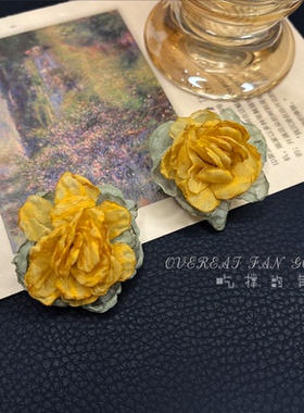 小众简约甜美花朵气质耳环耳夹