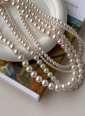 吃撑的梵高 法式轻奢复古小众锁骨链韩代同款珍珠简约高级感项链