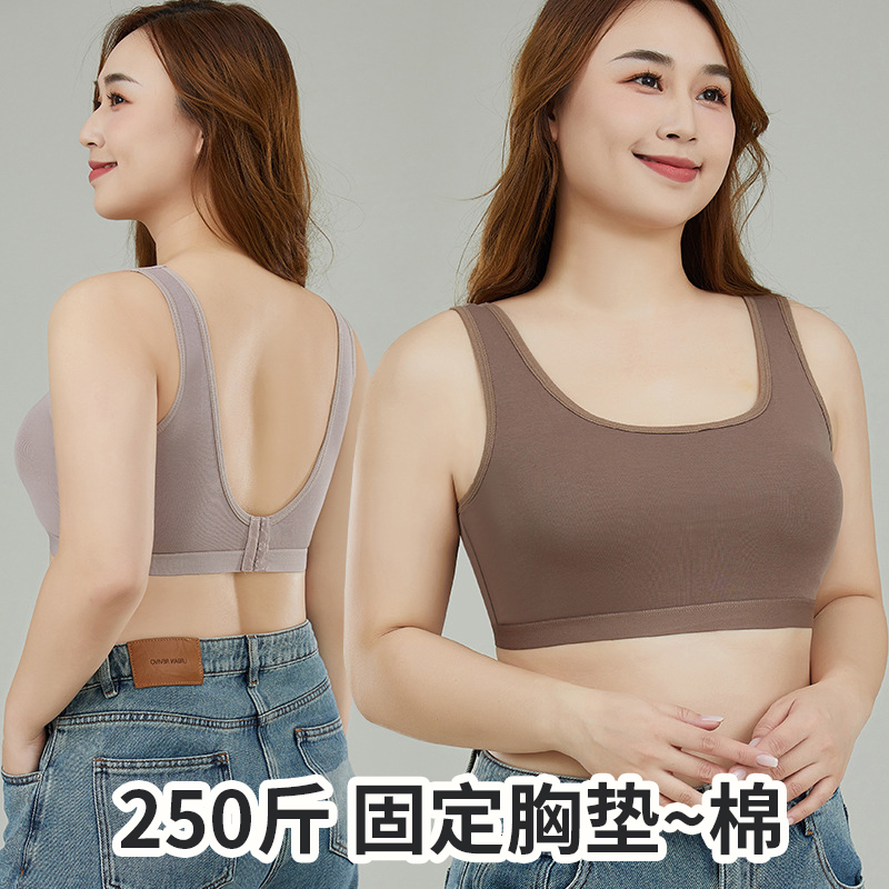 纯棉固定杯无钢圈聚拢内衣防走光