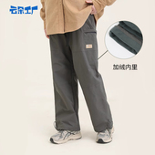 裤 秋冬新款 休闲直筒阔腿裤 云朵工厂飞行员加绒工装 加厚保暖长裤 女