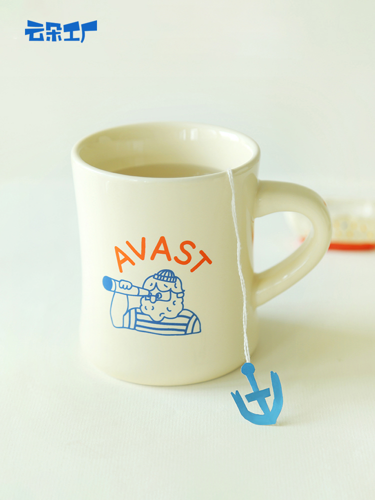 云朵厂八头队长队长马克杯办公室陶瓷水杯家庭可爱咖啡杯腰杯