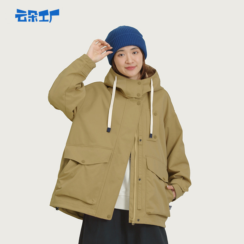 云朵工厂八头船连帽外套女短款宽松休闲工装夹克上衣简约外套,女装/女士精品,短外套,淘宝优惠券,粉丝福利购,淘宝优惠卷