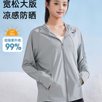 大碼寬松連帽防曬衣女