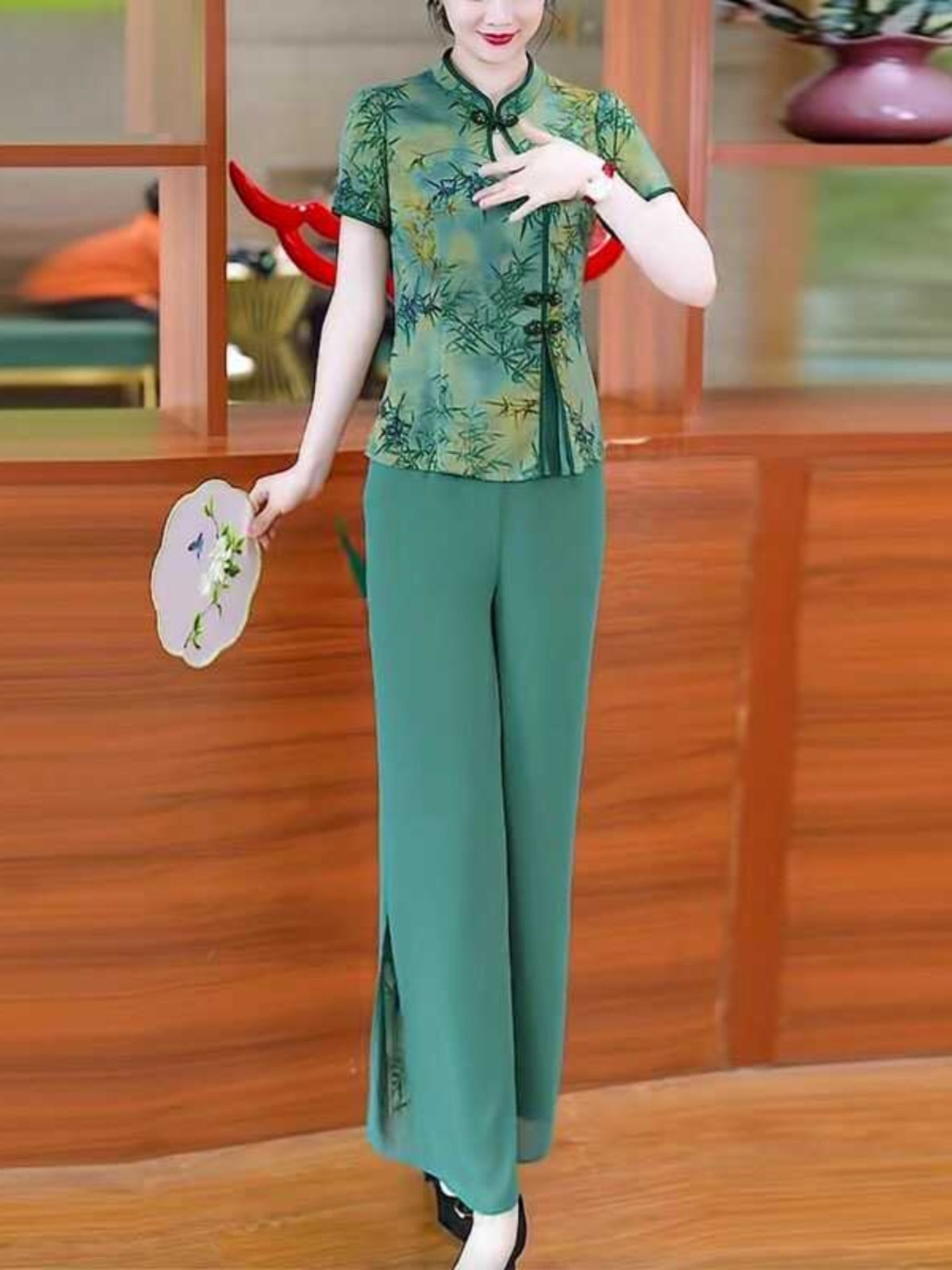 优雅气质真丝两件套时尚中年妈妈夏旗袍2025新款洋气贵夫人套装