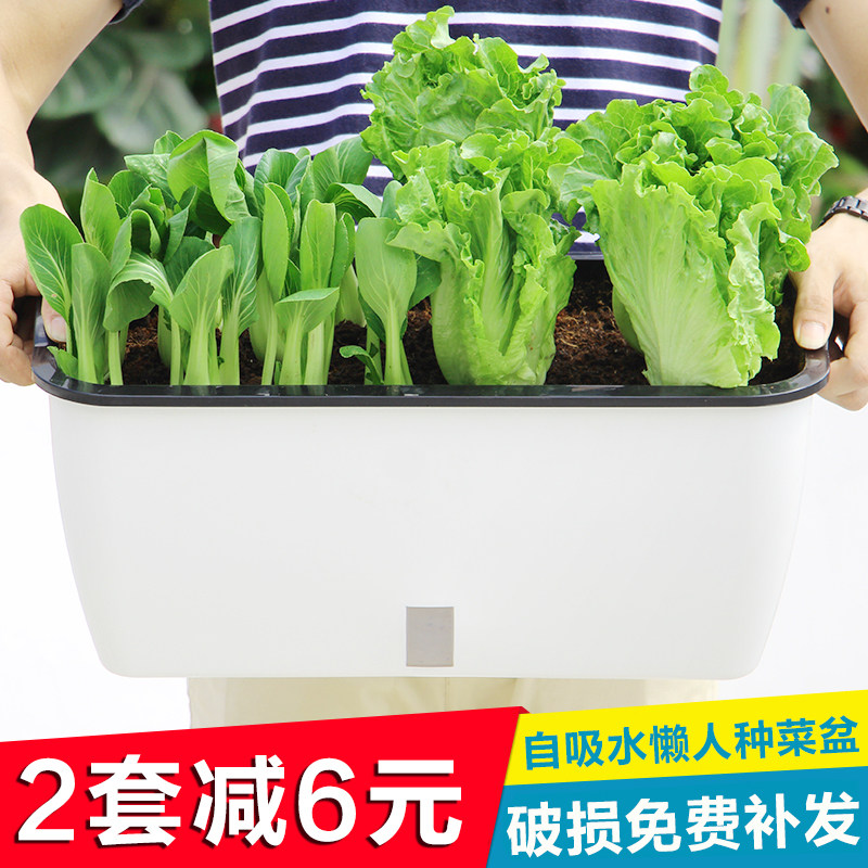 家庭长方形阳台种菜花盆室外蔬菜种植庭院花槽懒人自吸水塑料花盆