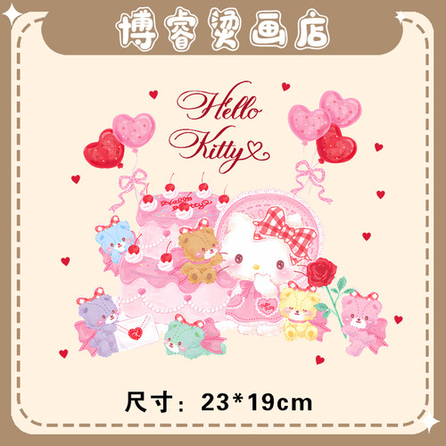白墨烫画贴 kitty猫卡通印花辅料T恤卫衣新款图案热转印烫图