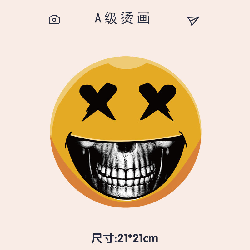 欧美风恶魔笑脸t恤卫衣服装辅料衣服装饰贴热转印柯式烫画贴定制