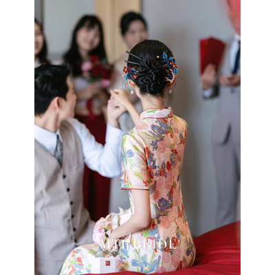 满庭芳玫瑰新中式旗袍敬酒服改良少女气质绝美日常订婚礼服裙