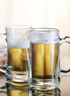 美国利比加厚玻璃把手杯酒吧啤酒杯条纹啤酒屋扎啤杯德国啤酒杯子