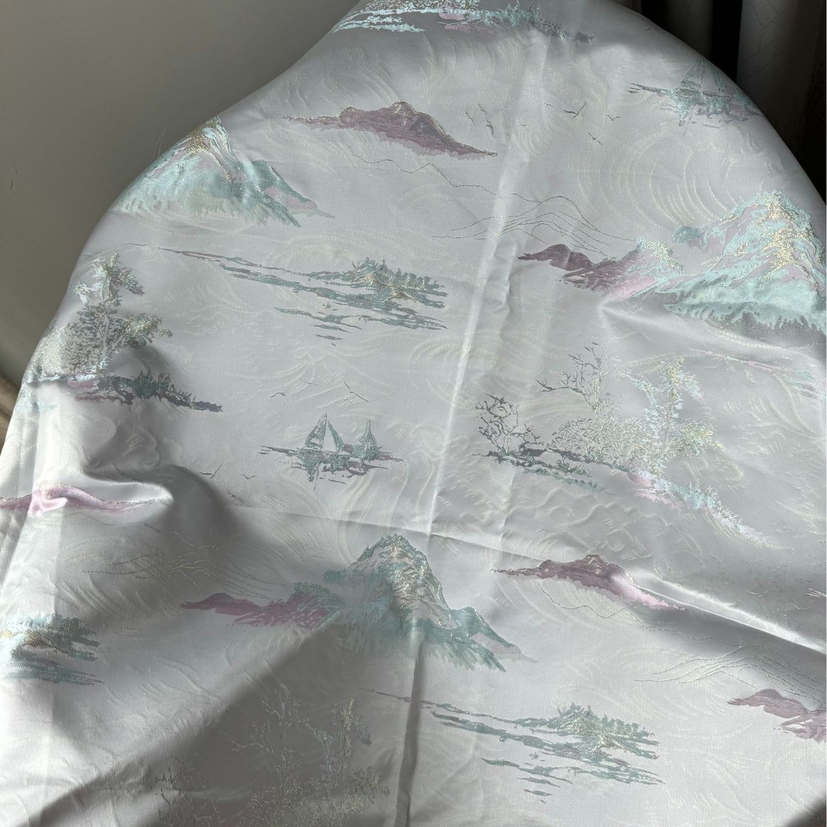 山水马面裙布料 仿宋锦服装面料国风提花汉服旗袍新中式女装秋冬