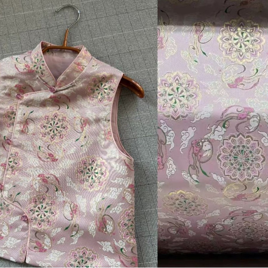 仿宋锦国风织锦缎 敦煌飞兔新中式马甲旗袍秋冬女装童装箱包面料