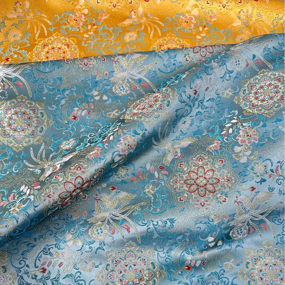 凤凰宝相花团花提花织锦缎汉服面料马甲拜年服汉服布料箱包布9905