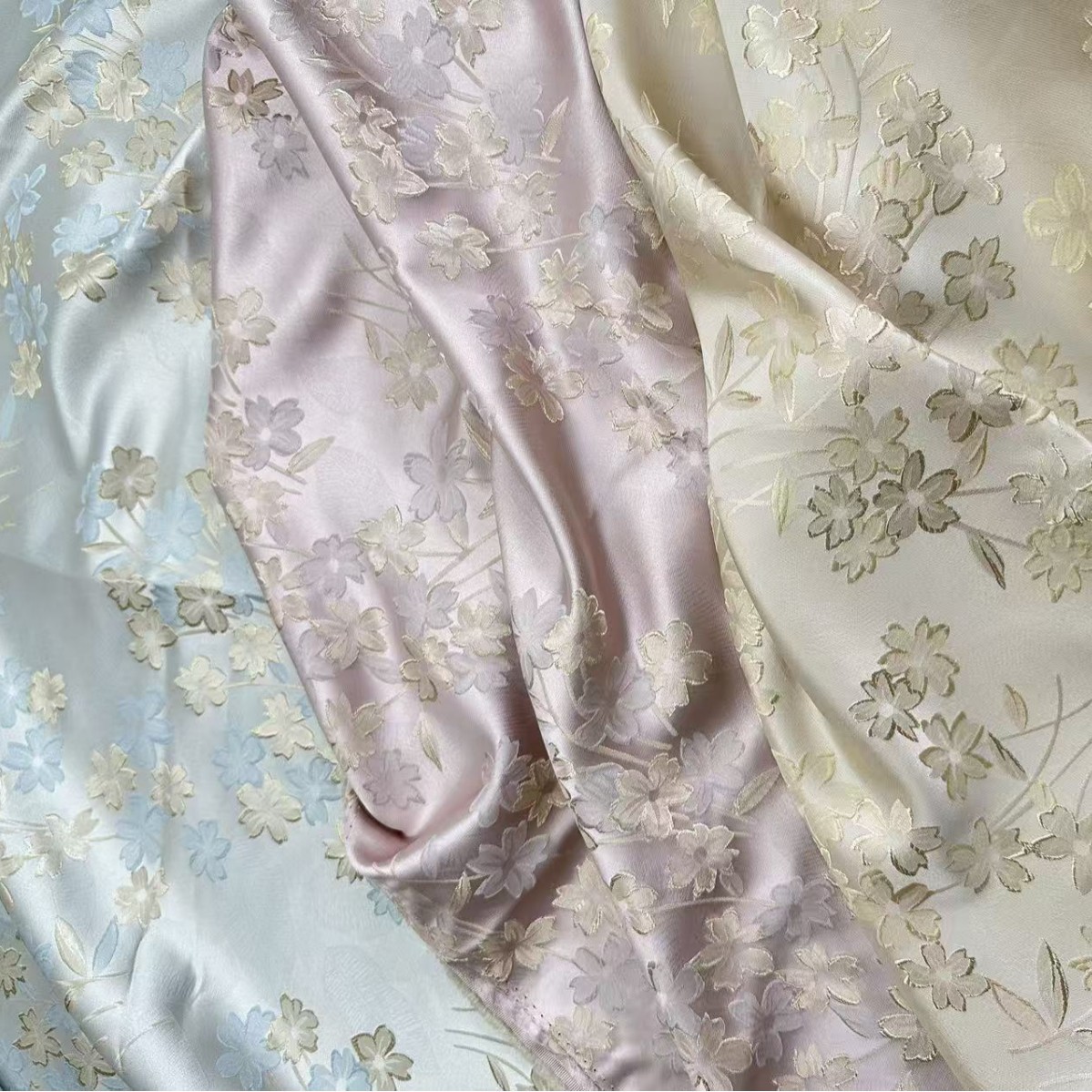 爆款浮雕布料现货柔软小碎花礼服连衣裙旗袍提花女装童装面料9925