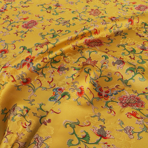 《XYS071缠枝蝴蝶》夏季透气香云纱布料连衣裙旗袍料子软缎服装面