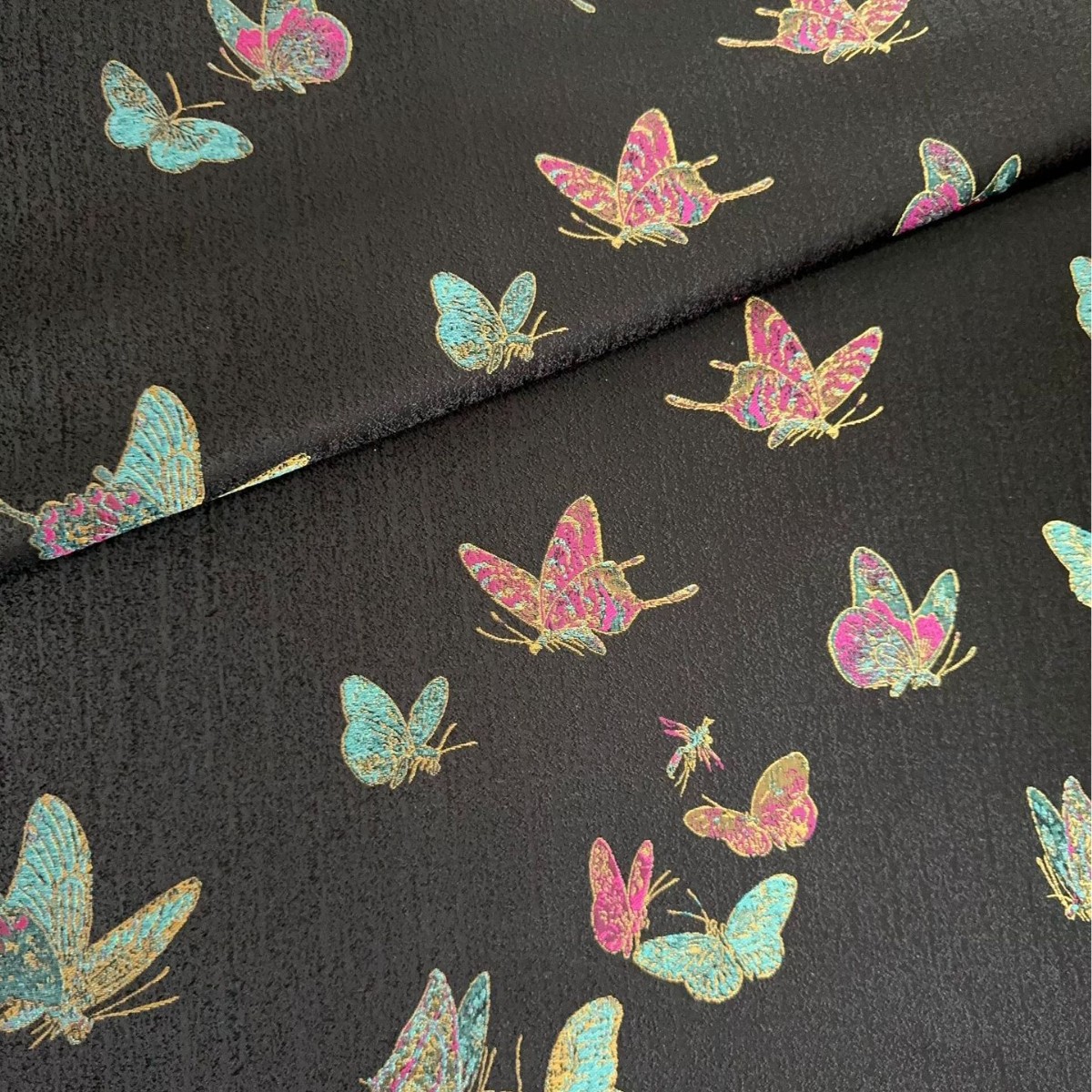 晴川蝶戏仿宋锦织锦缎提花面料 马甲旗袍连衣裙箱包抱枕古风