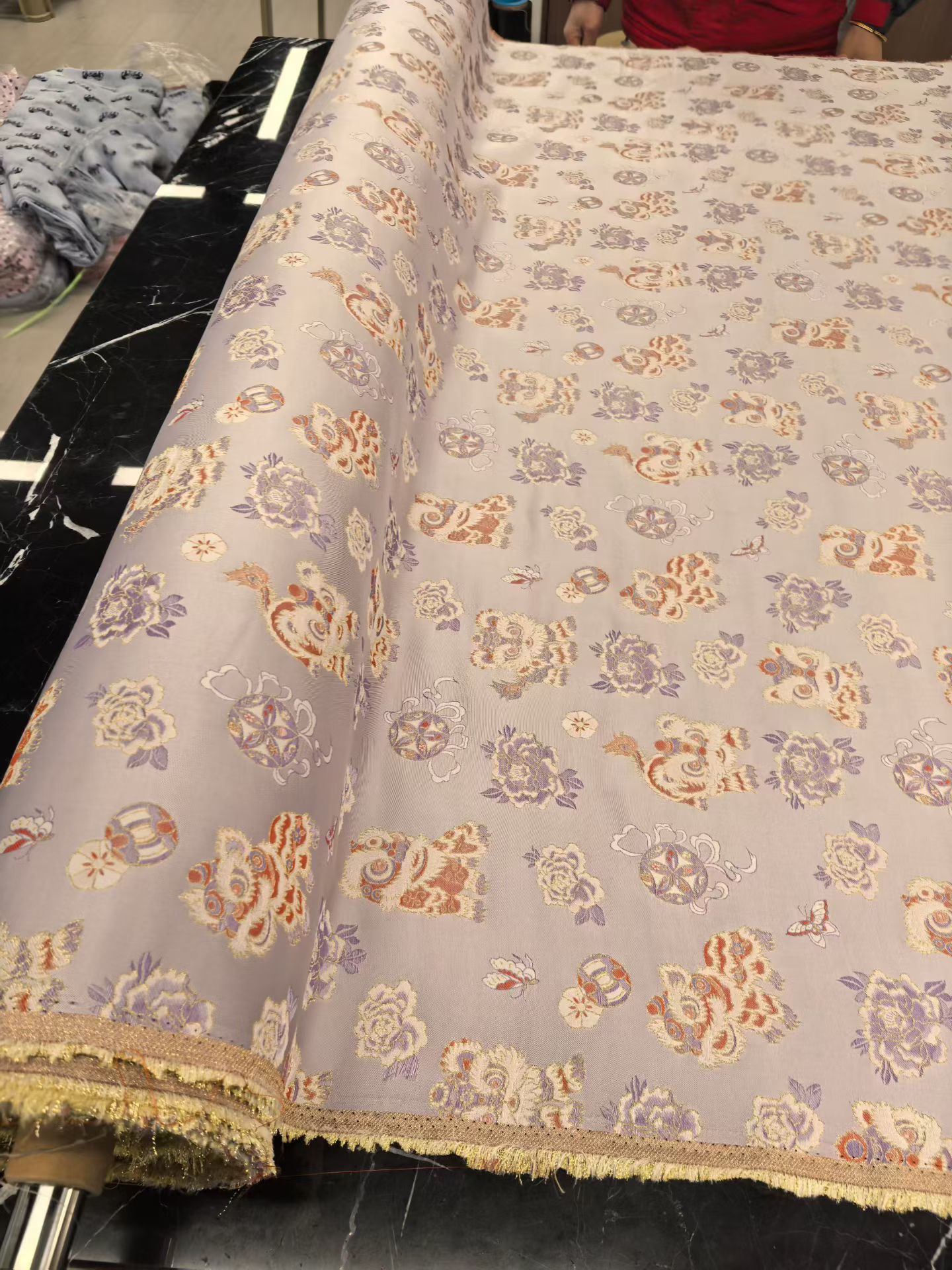 【醒狮舞绣球】织金真丝宋锦140门幅38姆米 半米链接 不退货