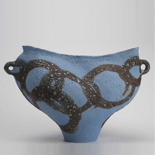 景德镇鎏墨群青手工陶瓷花瓶侘寂中古风样板间民宿茶室插花器摆件