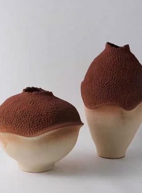 景德镇不规则陶瓷花瓶家居客餐桌饰品侘寂中古风陶罐花器饰品摆件