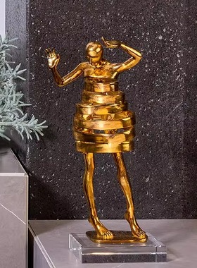 水晶底座金属抽象人物雕塑摆件 客厅电视柜装饰创意家居工艺礼品