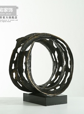 北欧装饰创意几何圆形金属工艺摆件 客厅玄关店铺软装摆设 时光轮