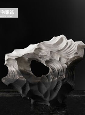 禅意新中式陶瓷假山摆件茶室玄关客厅酒店会所样板间家居软装饰品