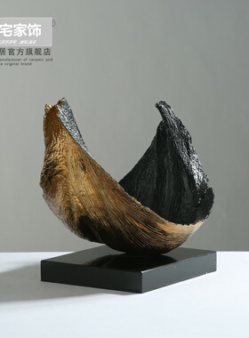 北欧轻奢样板间软装饰品展厅摆台玄关客厅创意抽象金属雕塑艺术品