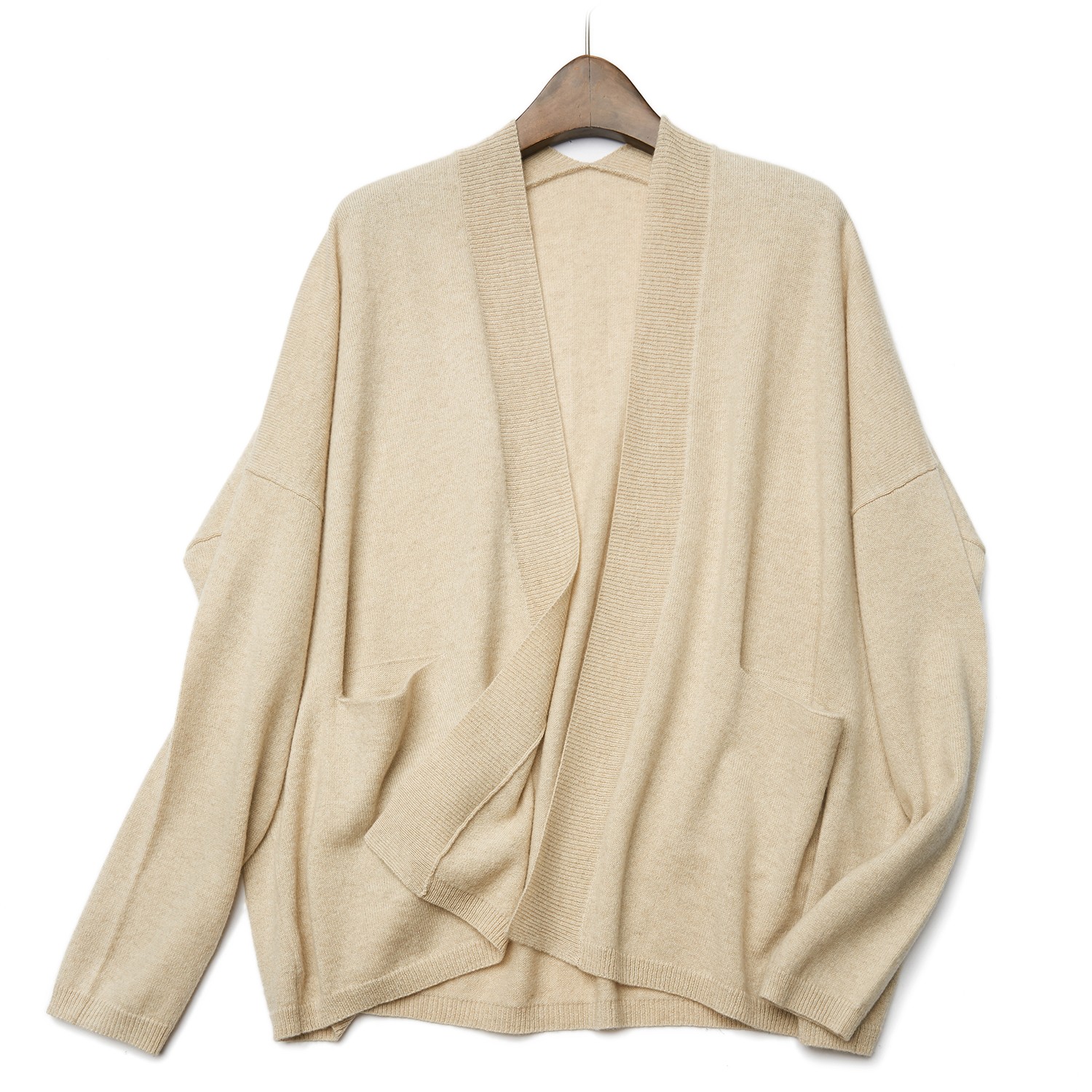 羊绒无扣V领开衫毛针织衫