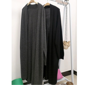 气场十足时尚 感羊绒开衫 长款 静奢风 过膝宽松美拉德风毛针织衫 外