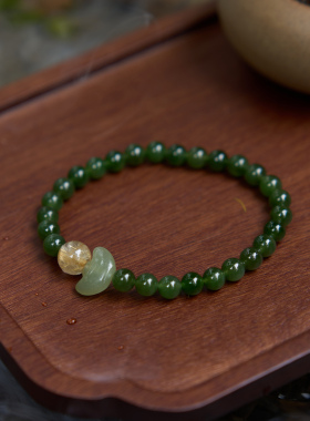 曦光里【金碧】财财财/拿的到 天然金发晶手串和田玉碧玉新年礼物