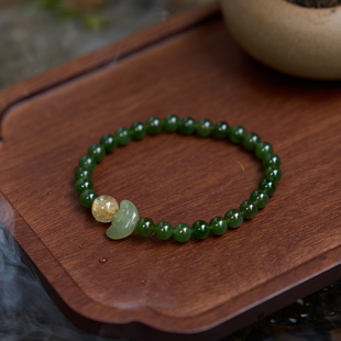 拿 曦光里 金碧 财财财 天然金发晶手串和田玉碧玉新年礼物 到