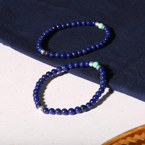 希望力量天然青金石原矿绿松手串