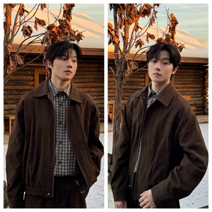 苏大恒秋季老钱风休闲宽松美拉德猎装复古短款正肩百搭夹克外套