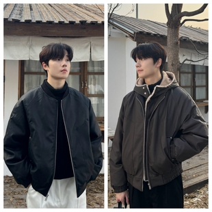 苏大恒冬季韩系90白鸭绒男士机车风一衣两穿pu皮夹克羽绒服外套