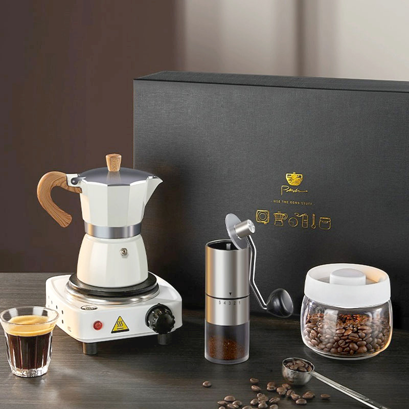 野者摩卡壶套装手磨咖啡礼盒便携意式咖啡器具煮咖啡机手冲咖啡壶