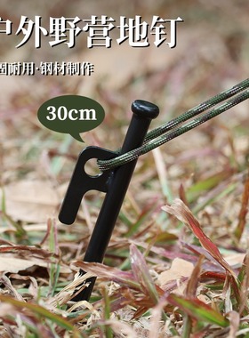 探野者户外加粗帐篷地钉黑色钢钉露营天幕配件沙滩营钉天幕地钉30