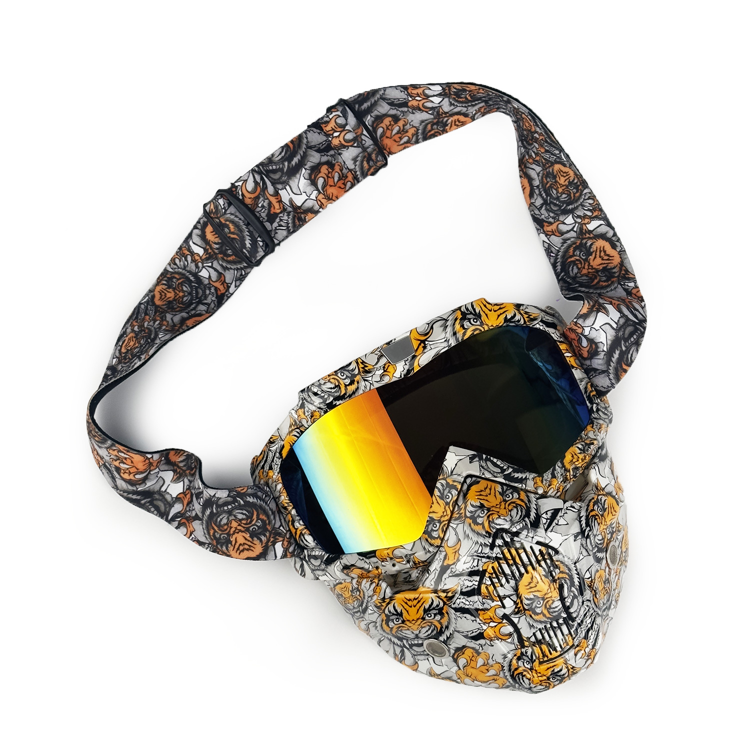 探野者骑行面罩水转印图案面具万圣节面罩可拆卸防风沙头盔