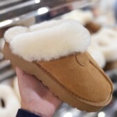 时尚 休闲星星拖真牛皮外穿雪地靴加绒女毛毛鞋 拖秋冬包头皮毛一体