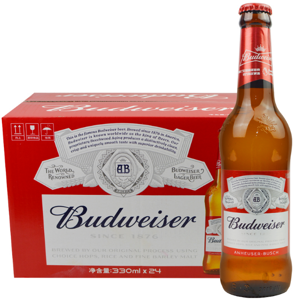 百威啤酒275ml*24瓶装整箱小红瓶美式拉格