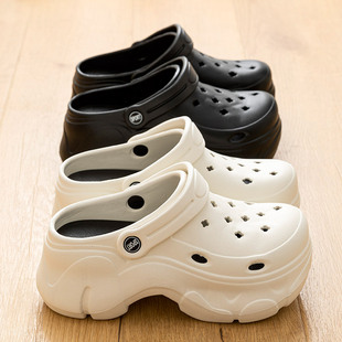 外穿2025新款 夏季 透气沙滩运动防滑家用包头增高凉拖女 女款 洞洞鞋