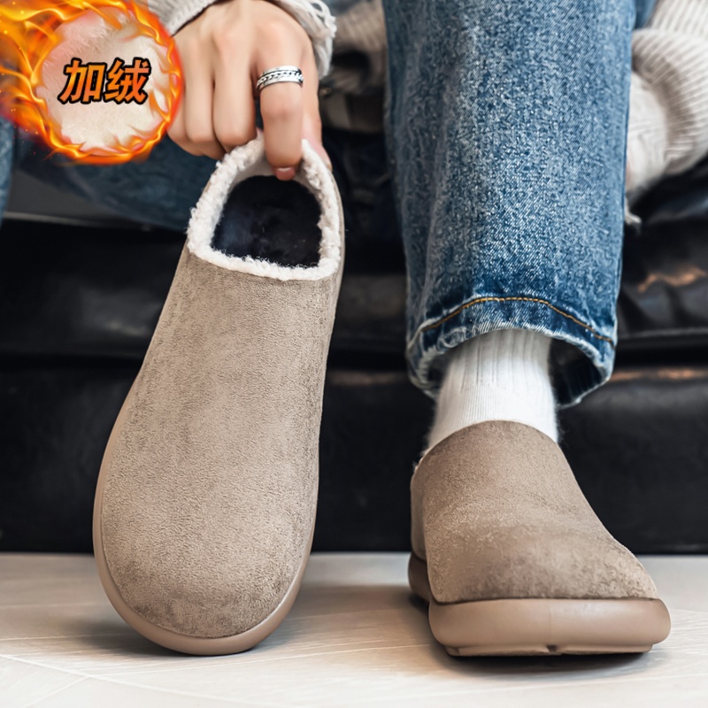 勃肯鞋男2025新款冬季加绒保暖棉鞋男士休闲办公室轻便包头半拖鞋