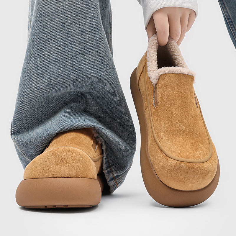 小土豆雪地靴男冬季加绒保暖低帮男士棉鞋防水防寒皮毛一体勃肯鞋