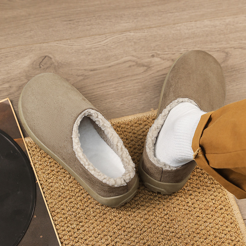 棉拖鞋男2025新款冬季外穿防滑休闲男士皮毛一体保暖防寒勃肯棉鞋