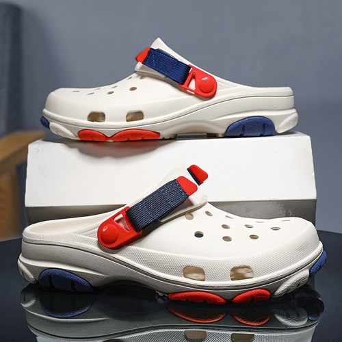 洞洞鞋男夏季外穿厚底踩屎感沙滩防滑包头拖鞋两用开车大码46凉鞋