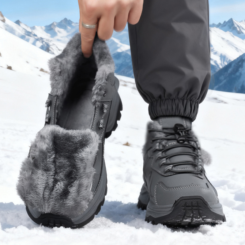 高帮男鞋冬季加绒加厚保暖大棉鞋户外防水防滑皮毛一体防寒雪地靴